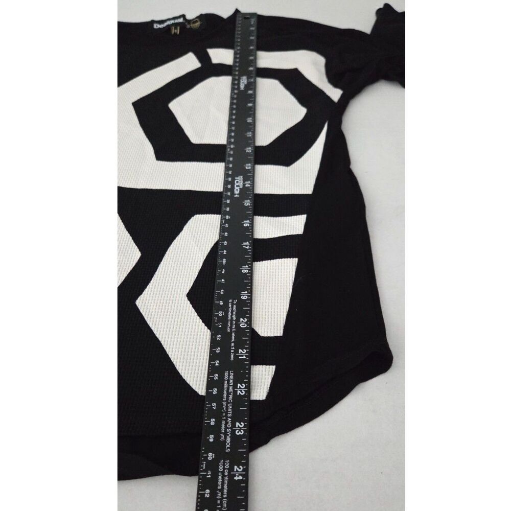 A Desigual by M Christian Lacroix BLK WHT Geometric Print Long Sleeve Top S - Picture 6 of 8